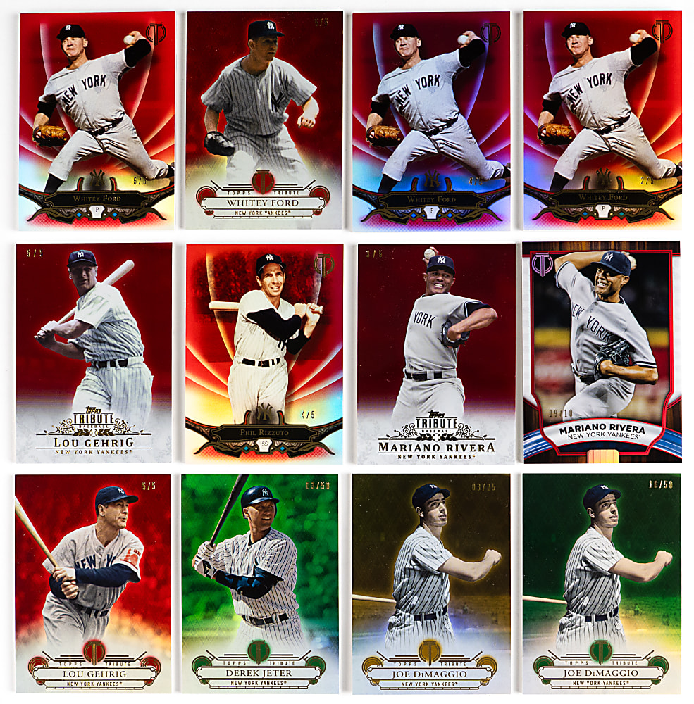 2009-2022 Topps Tribute Hall of Fame New York Yankees Numbered Parallel Collection (62) with (15) Lou Gehrig & Several Low Numbers
