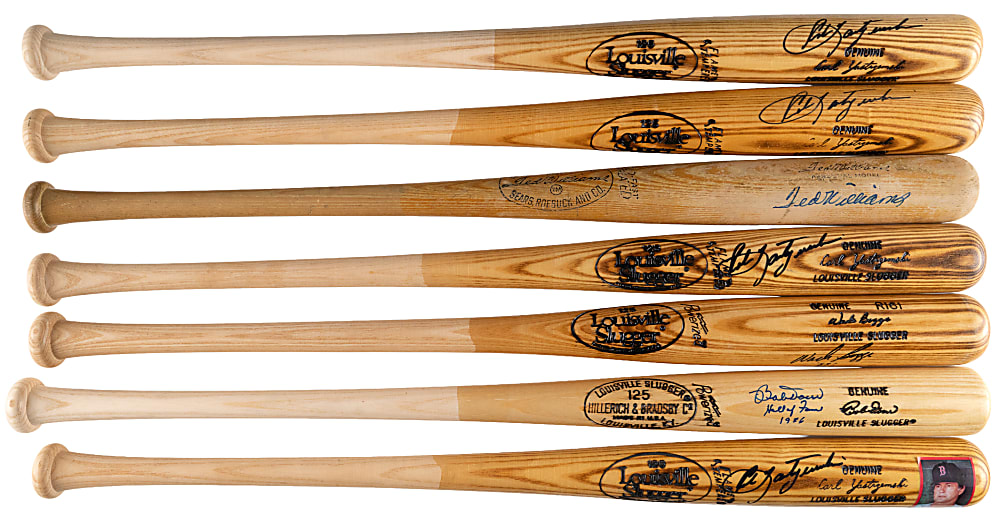 Boston Red Sox Signed Bat Collection (7) with (4) Carl Yastrzemski & Ted Williams