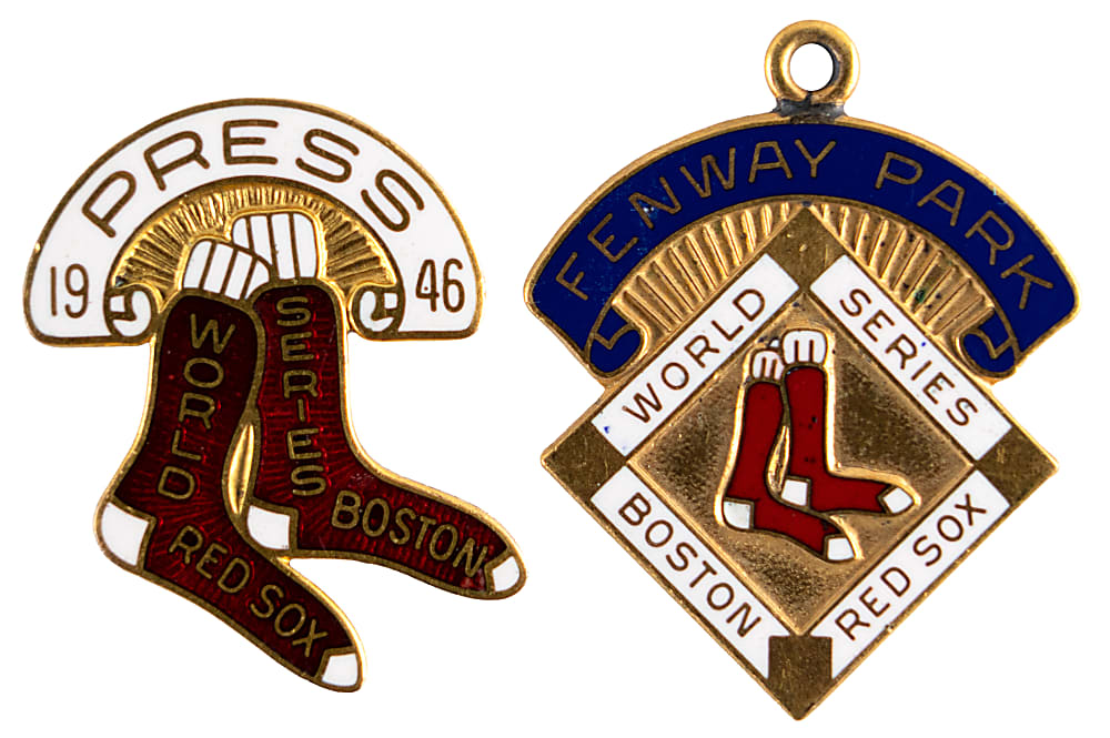 1946 & 1967 Boston Red Sox World Series Press Pin &  Pendant Pair