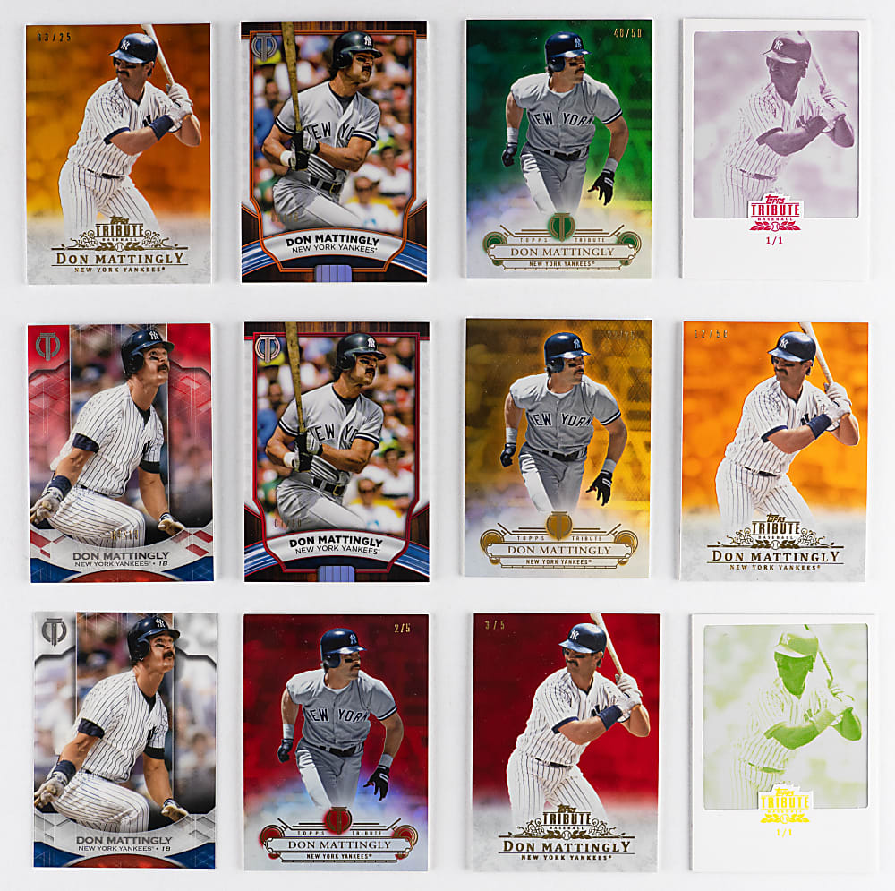 2013-2022 Topps Tribute Don Mattingly Near Rainbow Set Quartet with (3) #1/1 - (23 Total Cards)