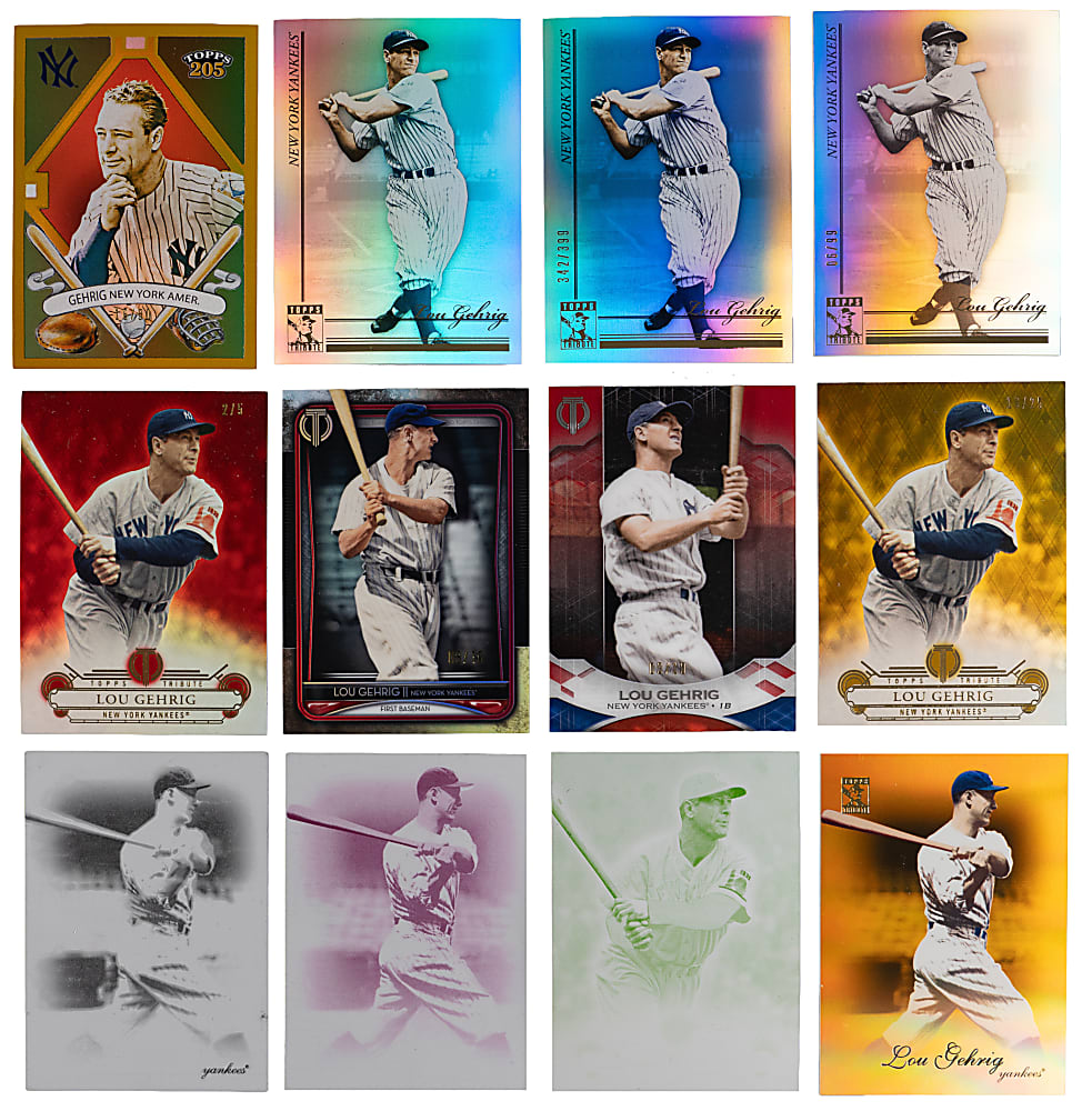 2009-2020 Topps Tribute Lou Gehrig Near Rainbow Set Collection (30) Different with (3) #1/1 Printing Plates