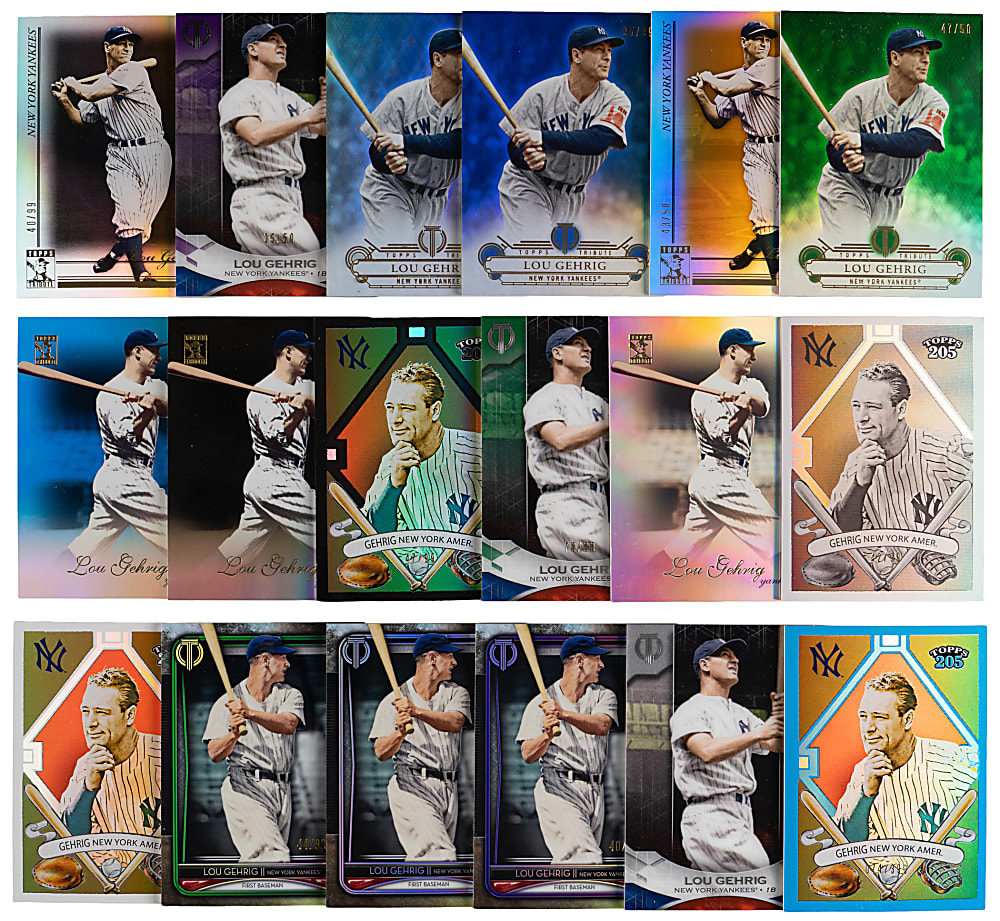 2009-2020 Topps Tribute Lou Gehrig Near Rainbow Set Collection (30) Different with (3) #1/1 Printing Plates