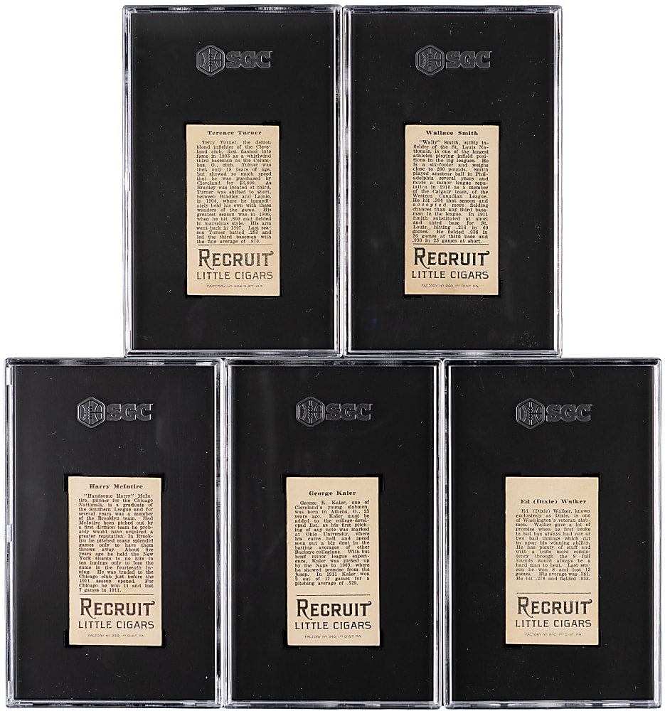 1912 T207 Brown Background SGC VG/EX+ 4.5 Graded Group (5)