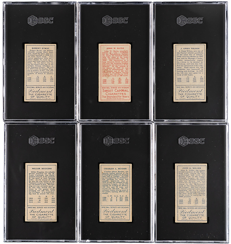 1911 T205 Gold Border SGC FAIR 1.5 to VG+ 3.5 Graded Collection (9) with Chief Bender & Miller Huggins