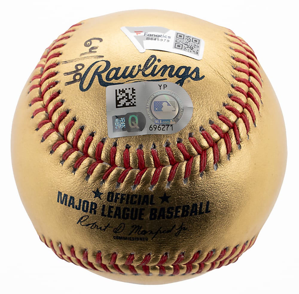 2022 Aaron Judge Signed Home Run Record Limited Edition (#64/99) Gold OML Baseball - Fanatics & MLB