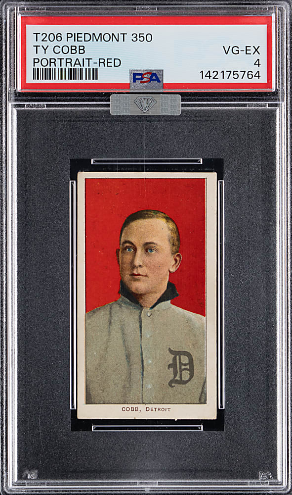 1909-1911 T206 White Border Ty Cobb Portrait Red Background PSA VG-EX 4  (MBA Silver Diamond)