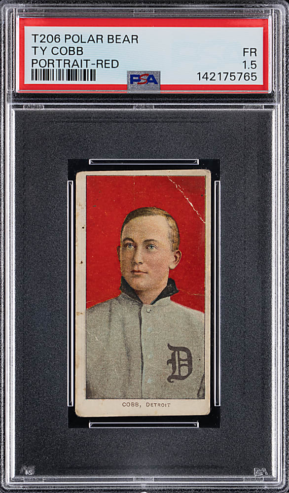 1909-1911 T206 White Border Ty Cobb Red Portrait Polar Bear Back PSA FAIR 1.5