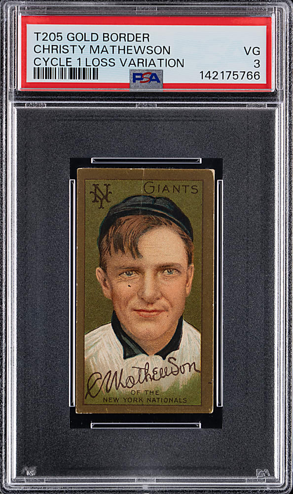 1911 T205 Gold Border Christy Mathewson "Cycle 1 Loss" Variation PSA VG 3