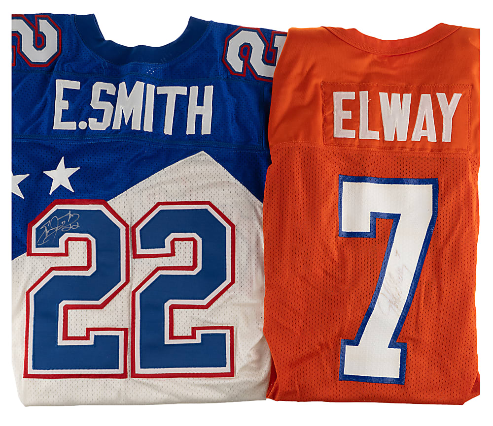 NFL Hall of Famer Signed Collectible Trio with Elway, E. Smith & Unitas
