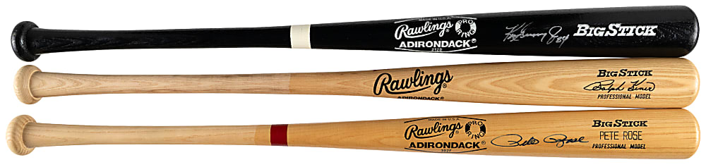 Hall of Famer & Legend Signed Bat Trio with Griffey Jr., Kiner & Rose