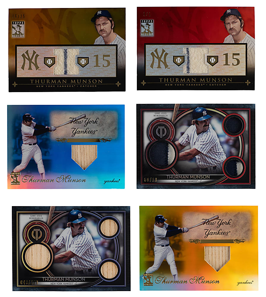 2009-2020 Topps Tribute Thurman Munson Relics Complete/Near Rainbow Sets (3) - (14 Total Cards)