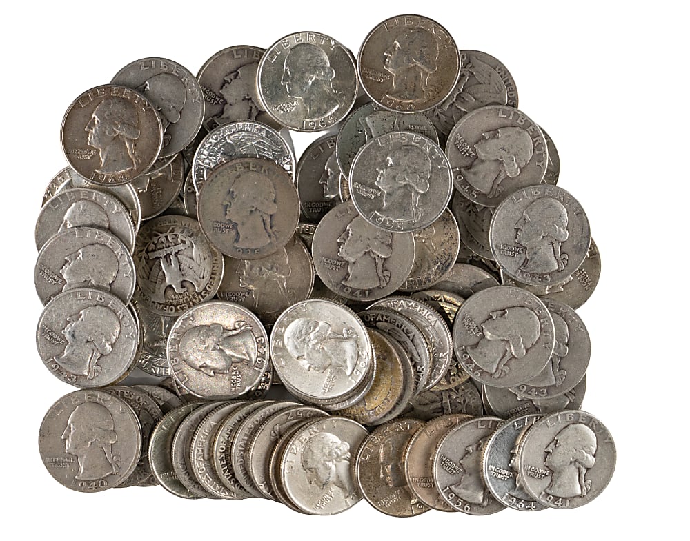 1930s-1960s Washington Silver Quarters (200)