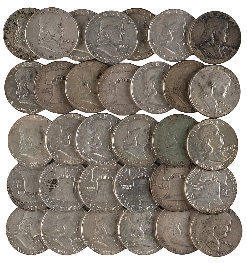 1940s-1960s Franklin Silver Half Dollars (60)
