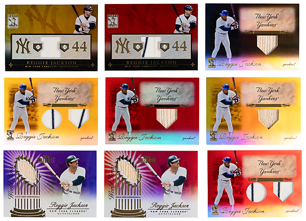 2009-2014 Topps Tribute Reggie Jackson Relics Complete/Near Rainbow Set Collection (27) Different