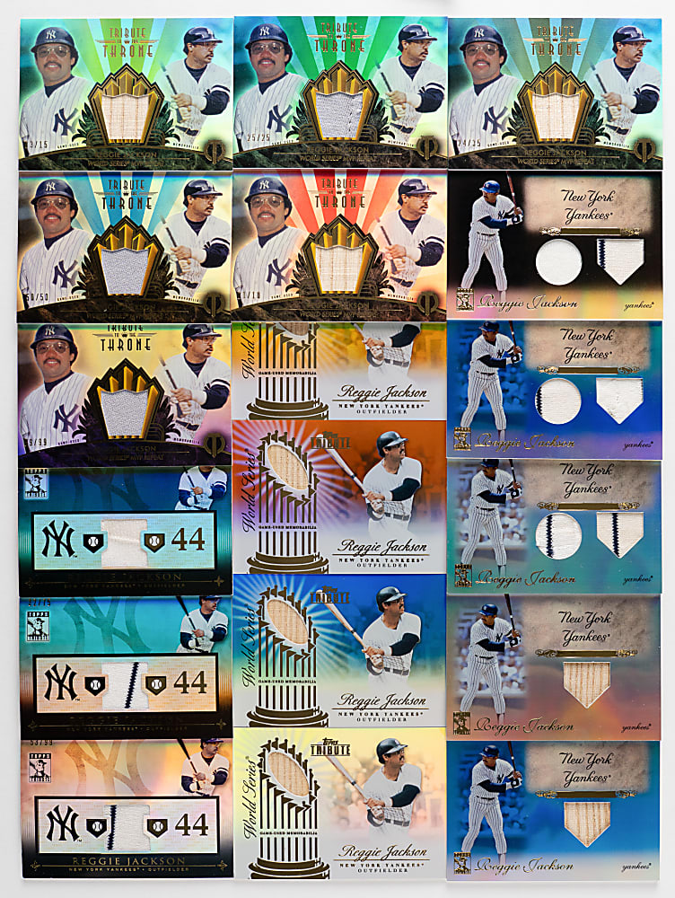2009-2014 Topps Tribute Reggie Jackson Relics Complete/Near Rainbow Set Collection (27) Different