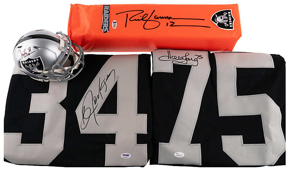 Los Angeles/Oakland Raiders Signed Quartet with T. Brown, Gannon, B. Jackson & Long - Individually Certed