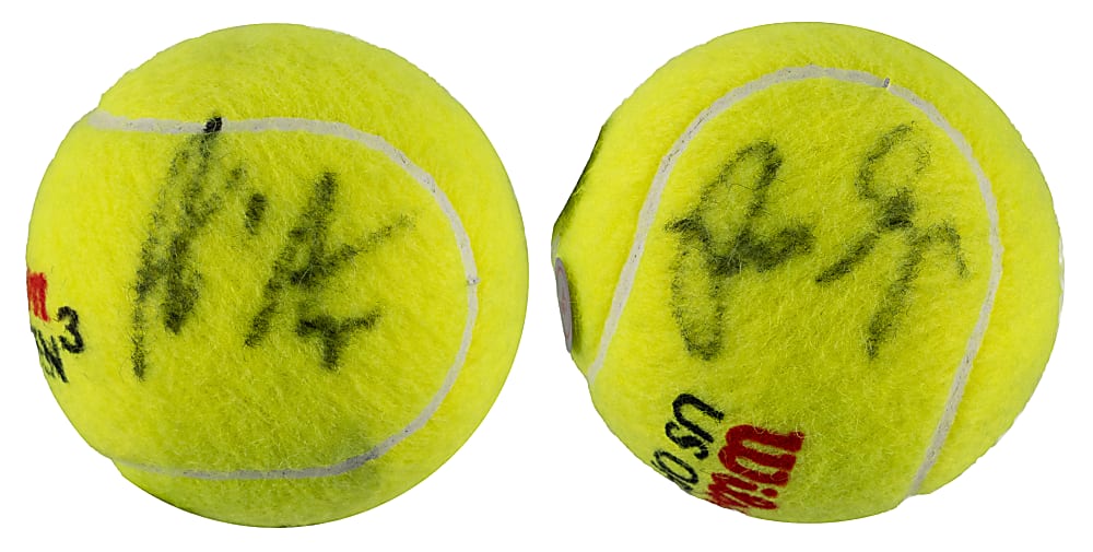 Andre Agassi & Pete Sampras Dual-Signed Wilson US Open Tennis Ball - Ace Authentic
