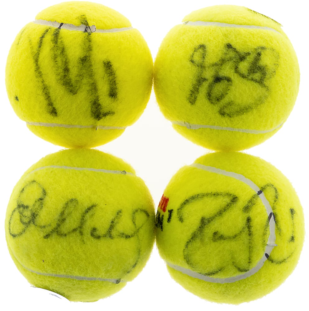 Tennis Ball Single-Signed Quartet with Roger Federer, Stefi Graf & John McEnroe - Ace Authentic