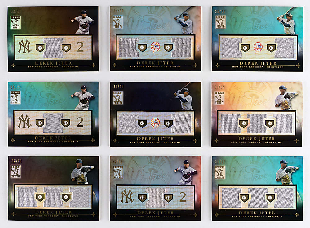 2010 Topps Tribute Derek Jeter Relics Complete/Near Rainbow Set Collection (27) with (3) #1/1