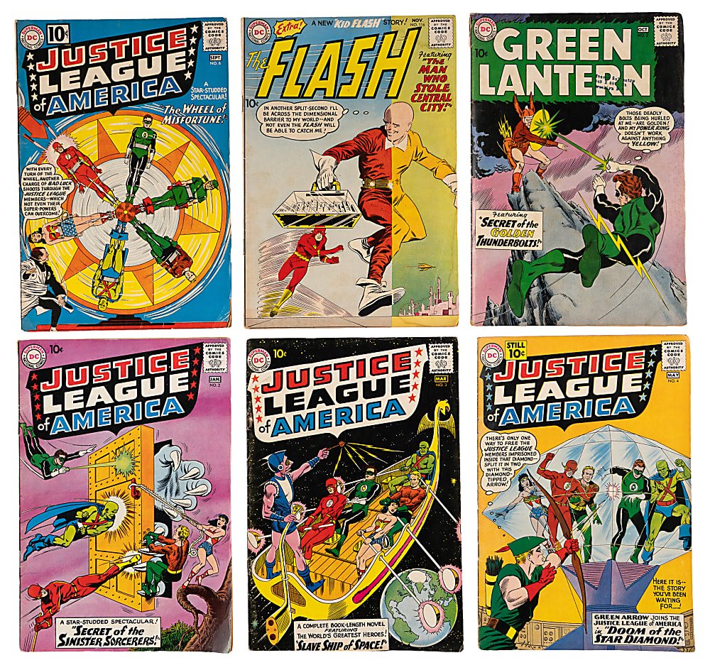 1960-1961 DC Super-Hero Comics (9) with Justice League of America #2 & Green Lantern #2