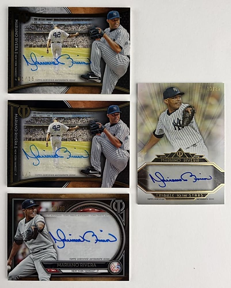 2014-2020 Topps Tribute Mariano Rivera Certified Autographs (4) Different with #1/1