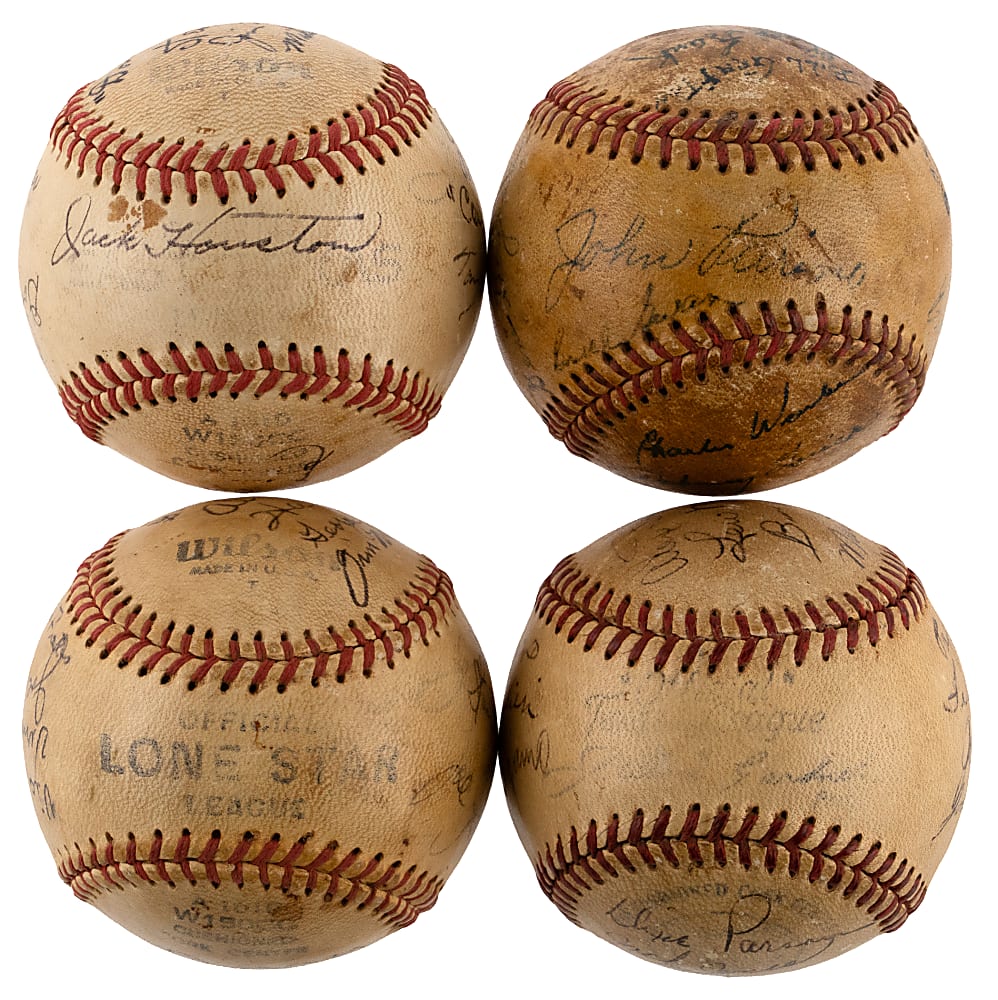 Circa 1940s Lone Star, East Texas & Texas League Signed Baseball Quartet