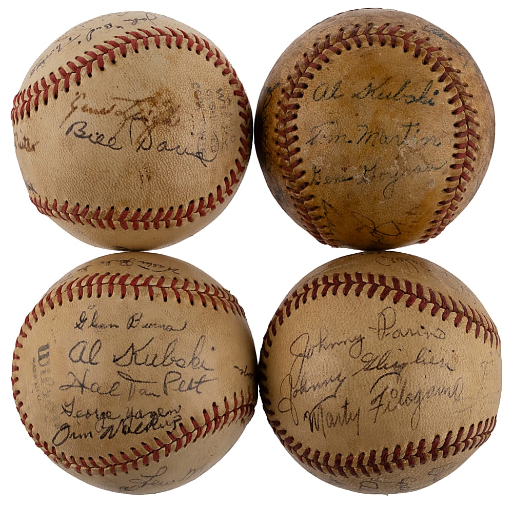 Circa 1940s Lone Star, East Texas & Texas League Signed Baseball Quartet
