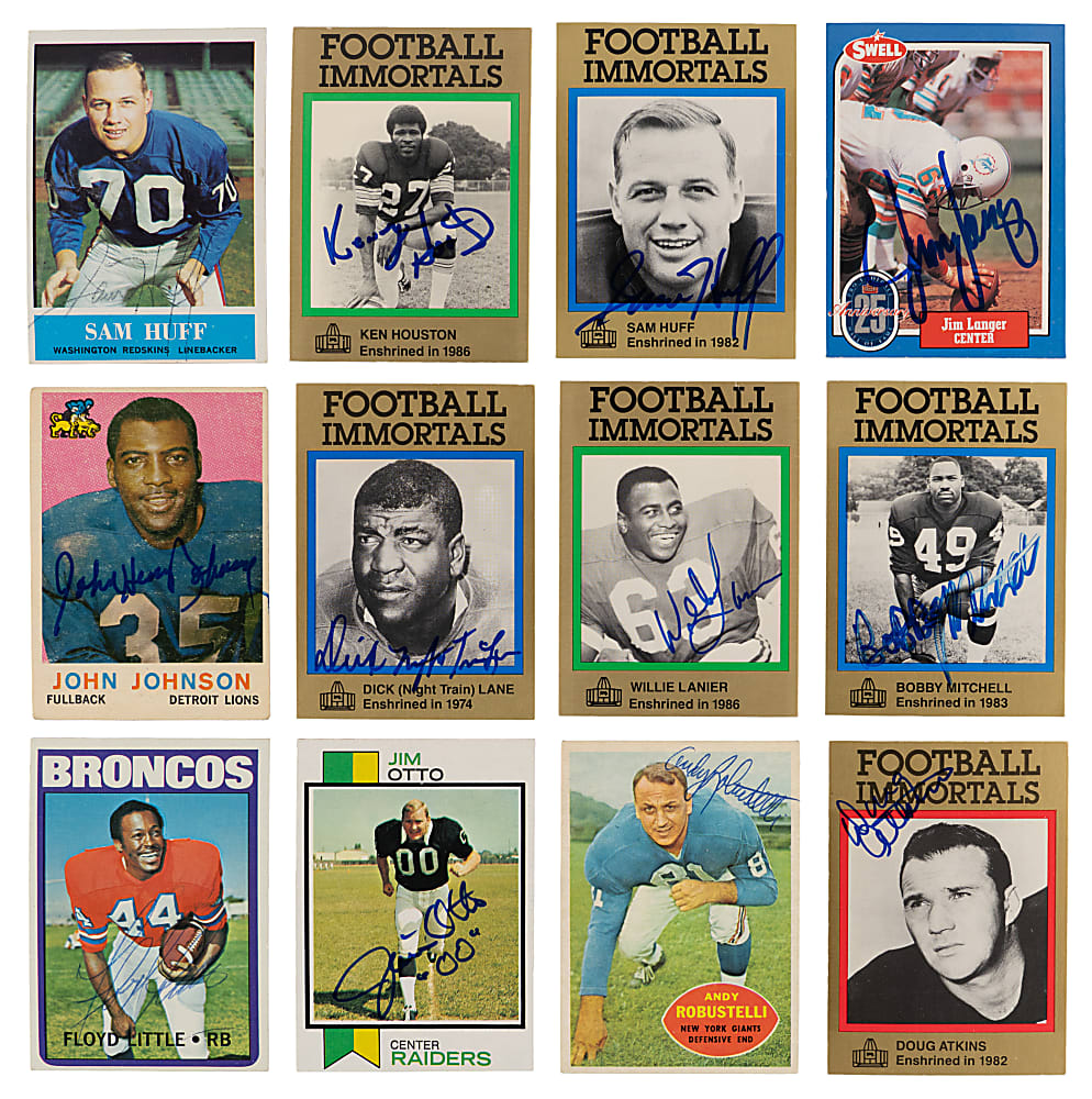 1959-1988 Football Hall of Fame & Star Signed Card Collection (33) with (2) Unitas, Payton & Starr - Loaded!