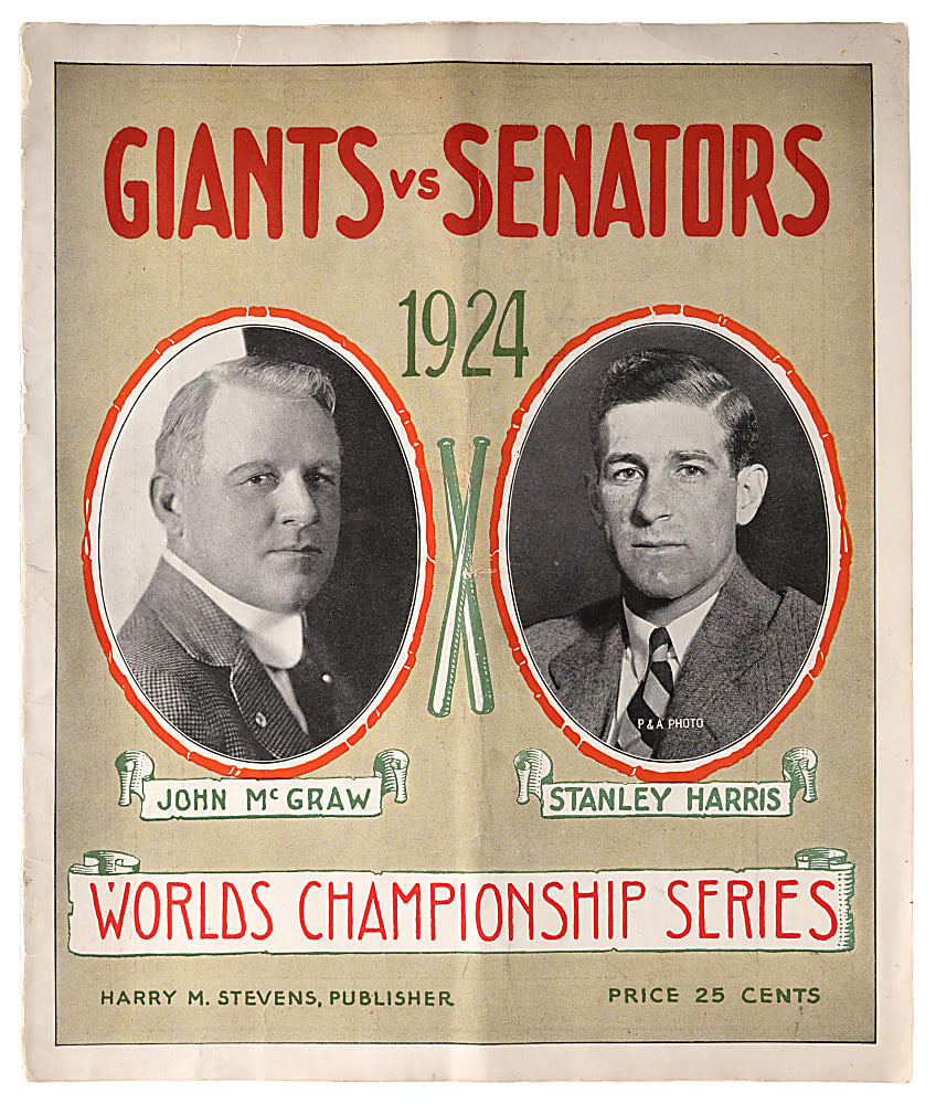 1924 World Series Washington Senators at New York Giants Game 5 Program - Jack Bentley vs. Walter Johnson