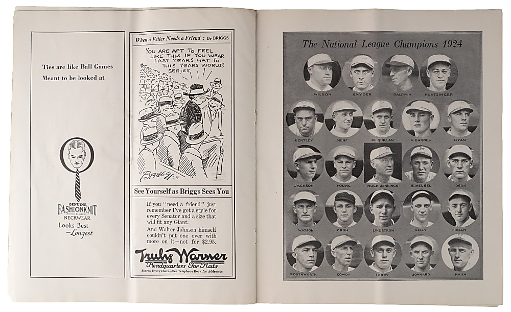 1924 World Series Washington Senators at New York Giants Game 5 Program - Jack Bentley vs. Walter Johnson