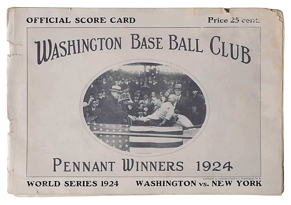 1924 World Series Game 2 Program - New York at Washington - Peckingpaugh Walk-Off Double