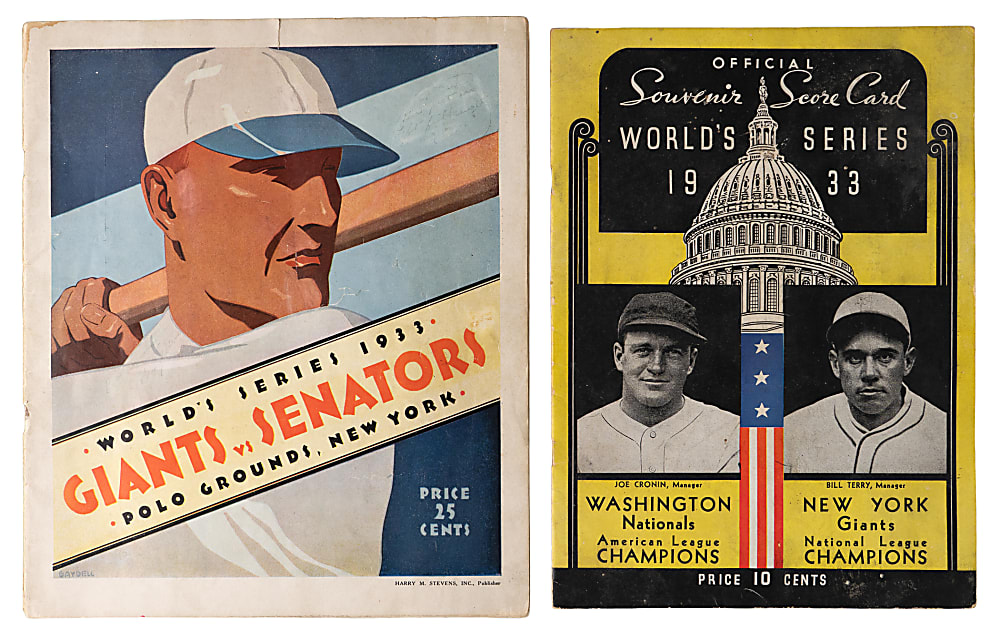 1933 World Series Program Pair with New York Giants & Washington Senators Versions