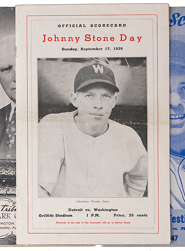 1927-1954 Washington Senators Testimonial Programs (7) with 1927 & 1947 Walter Johnson, Stone, Travis, Griffith, Yost & Harris