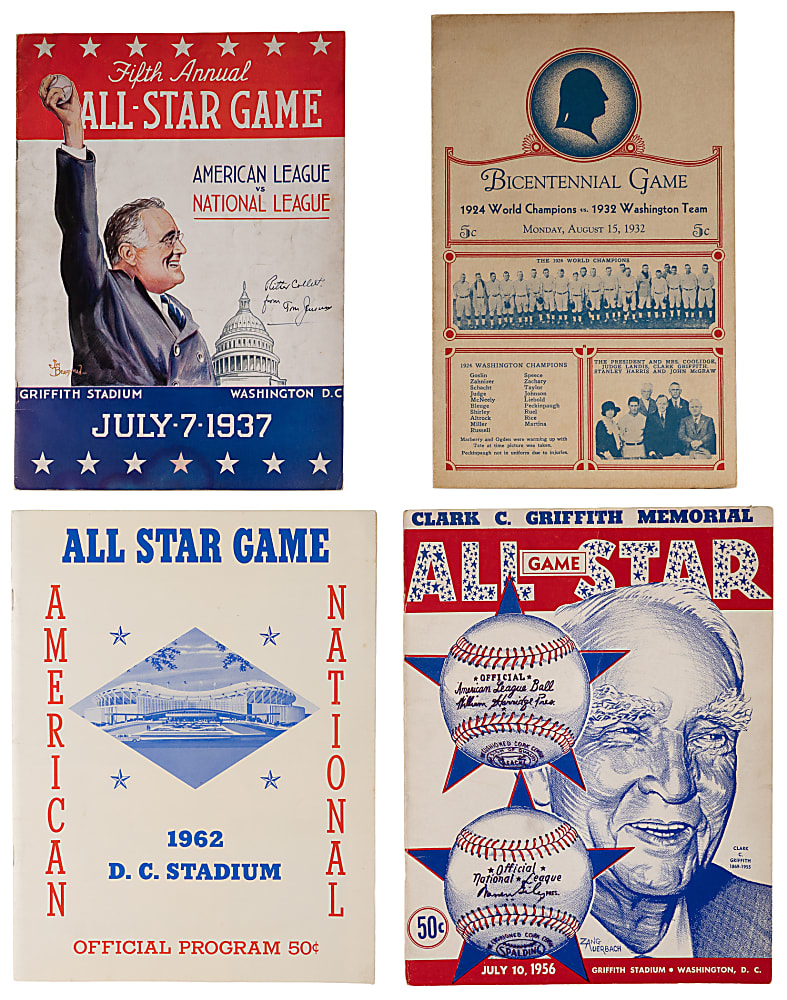 1932-1969 Washington Senators Specialty Programs (9) with (6) 1937-1969 All-Star & Rare '1924 vs 1932' Bicentennial