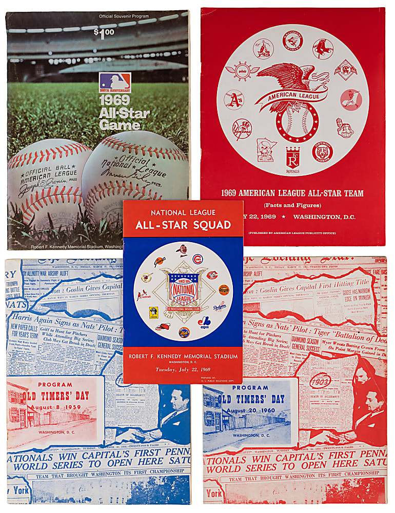 1932-1969 Washington Senators Specialty Programs (9) with (6) 1937-1969 All-Star & Rare '1924 vs 1932' Bicentennial