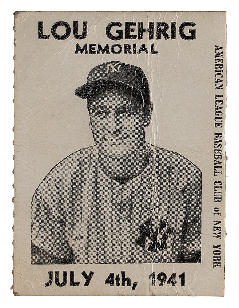 July 4th, 1941 Lou Gehrig Memorial Ticket Stub