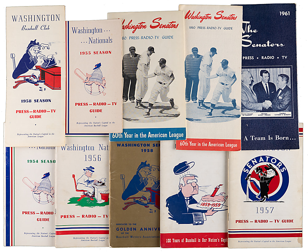 1930-1971 Washington Nationals/Senators Comprehensive Roster & Press Guide Collection (55) with Complete 1930-1952 Roster Run