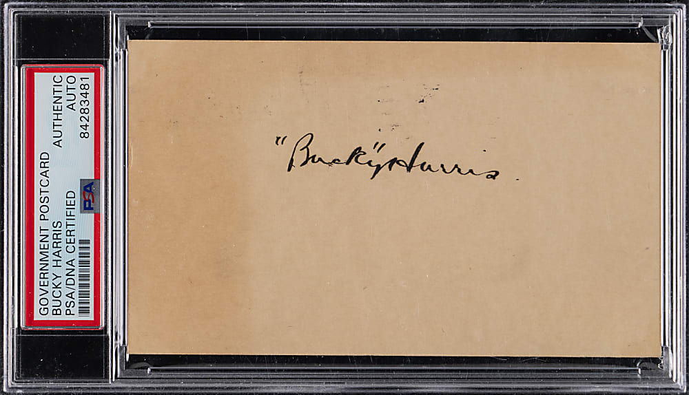 1942 Bucky Harris Signed Government Postcard - PSA/DNA Authentic