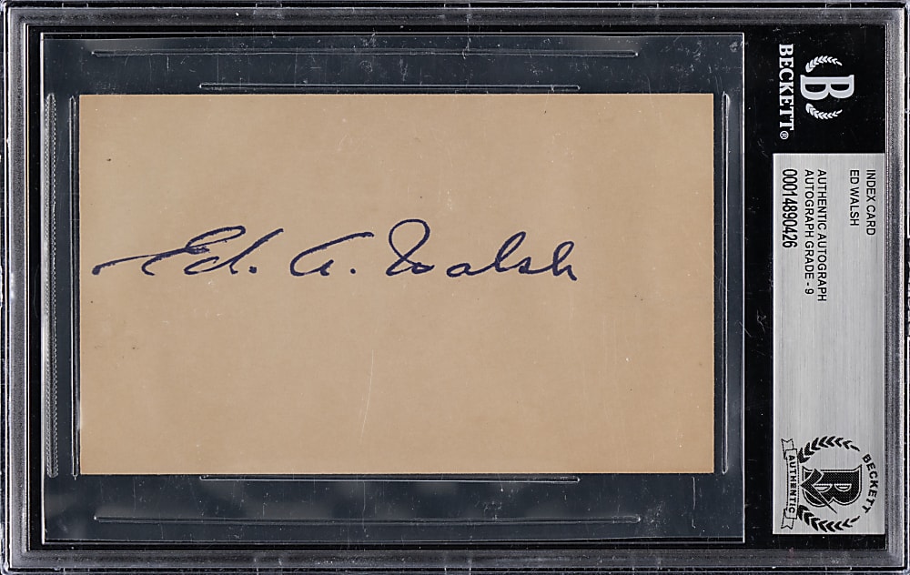 Ed Walsh Boldly Signed Index Card - Beckett Autograph Grade 9