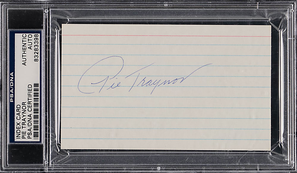 Pie Traynor Signed Index Card - PSA/DNA Authentic