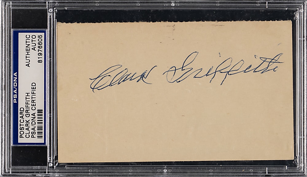 1949 Clark Griffith Signed Government Postcard - PSA/DNA Authentic