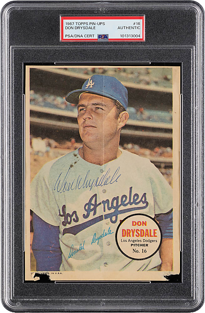 Don Drysdale Signed 1967 Topps Pin-Ups #16 - PSA/DNA Authentic