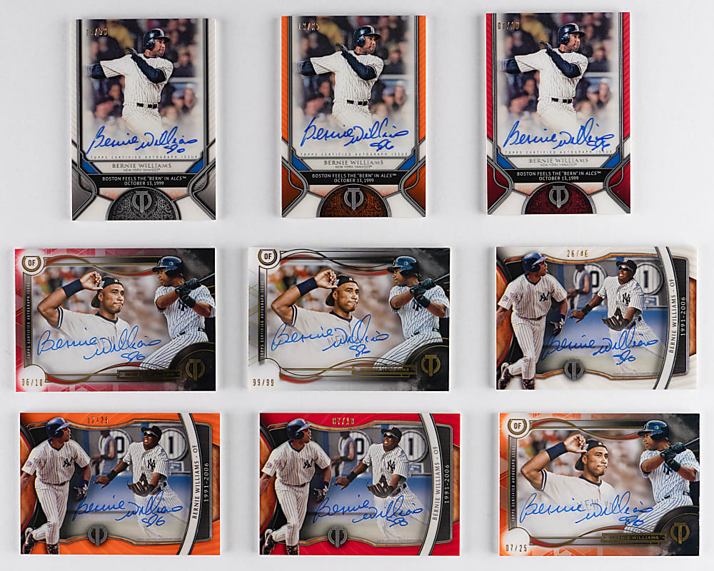 2017-2019 Topps Tribute Bernie Williams Certified Autograph Near Rainbow Set Trio - (9 Total Cards)