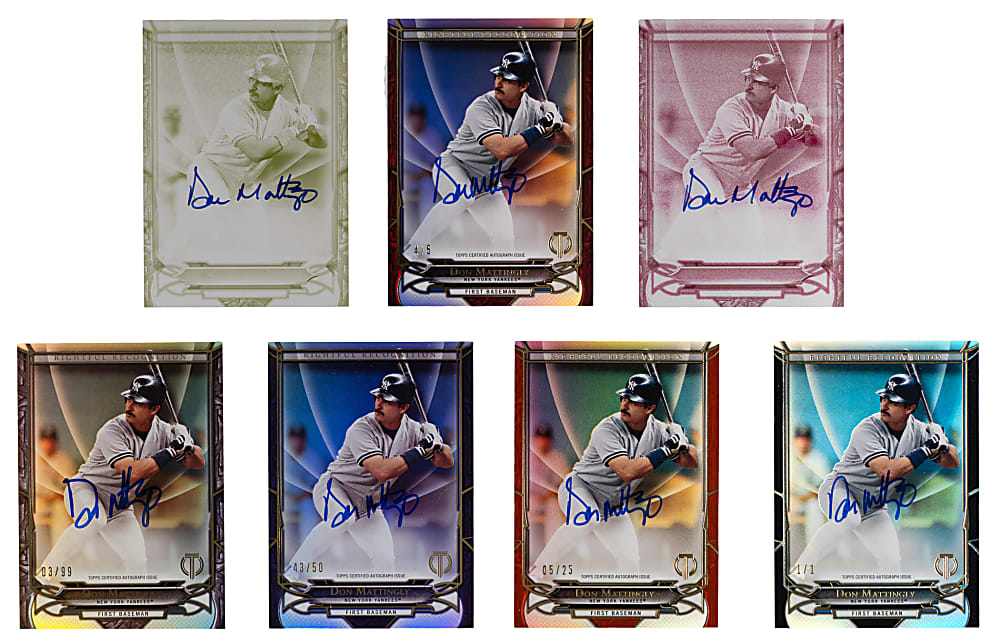 2016 Topps Tribute Don Mattingly Rightful Recognition Certified Autograph Near Rainbow Set (7) with (3) #1/1