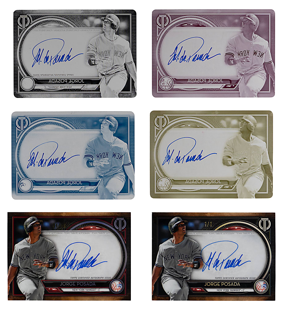 2020 Topps Tribute Jorge Posada Certified Autograph Rainbow Set (6) Plus #1/1 Printing Plate Set (4)