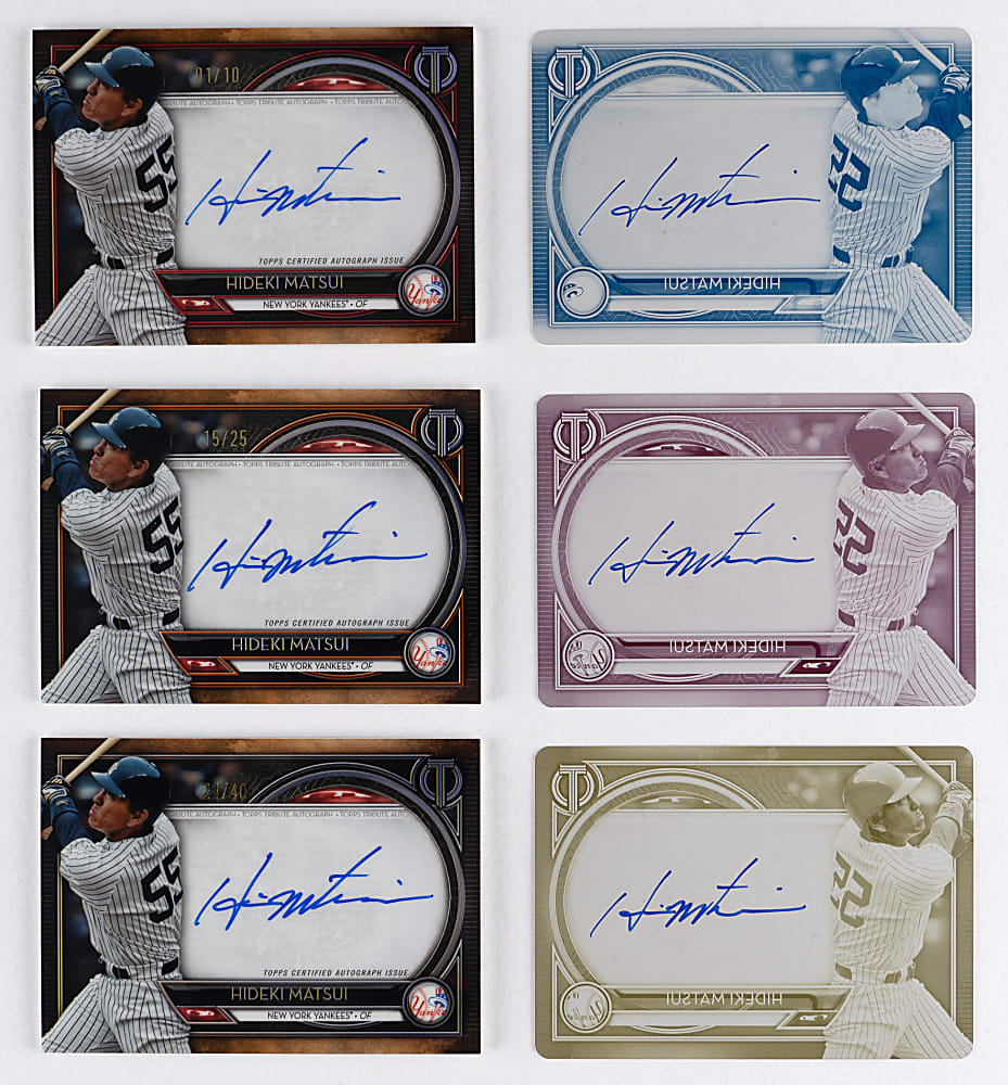 2020 Topps Tribute Hideki Matsui Certified Autograph Collection (6) Different with (3) #1/1 Printing Plates