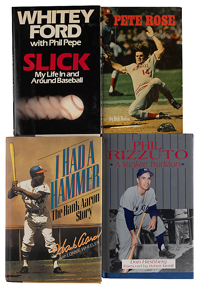 Hall of Fame & Superstar Signed Hardback Book Collection (7) with (3) Pete Rose & Hank Aaron