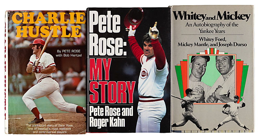 Hall of Fame & Superstar Signed Hardback Book Collection (7) with (3) Pete Rose & Hank Aaron