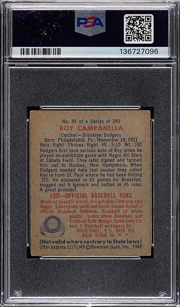 1949 Bowman #84 Roy Campanella Rookie PSA VG-EX 4
