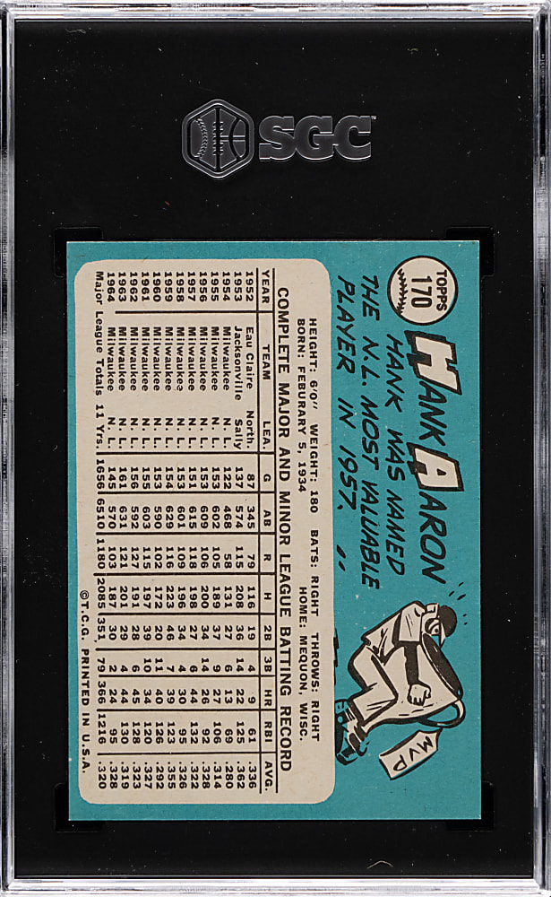 1965 Topps #170 Hank Aaron SGC EX/NM 6